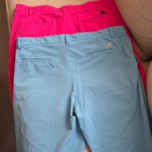 Lot of 2 men’s adidas golf shorts size 40 fuschia pink and blue